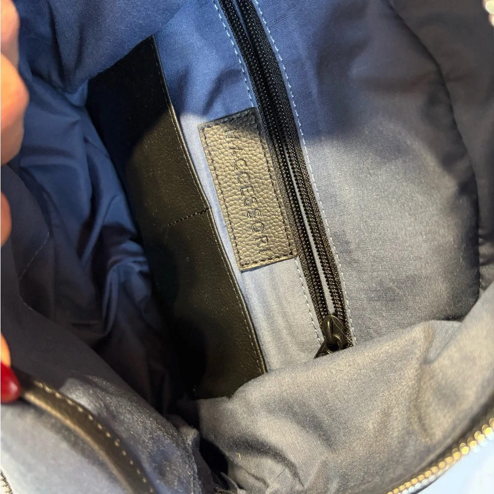 Harris Tweed mini back pack in grey and blue plaid pattern